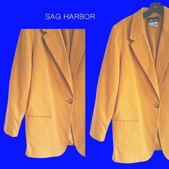 SAG HARBOR Minimalist Lapel One-Button 100% Pure Wool Jacket 16 - Picture 3 of 12